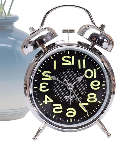 Bell Alarm klok - Mechanische wekker - Stil slapen - Met nachtlampje - 85 x 116 cm - Metaal