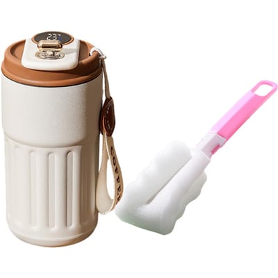 Tasse à café en acier inoxydable 450 ml avec affichage numérique, tasse isotherme de voyage, bouteille thermos anti-fuite, tasse isotherme sous vide white