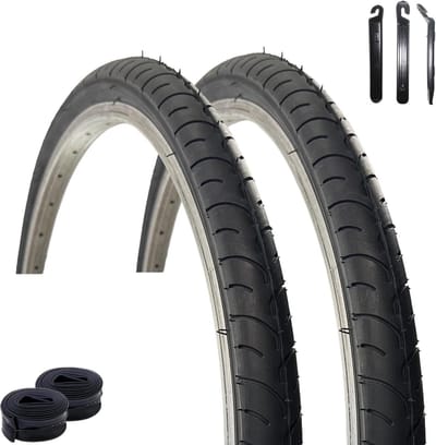Fietsbanden Set - Buitenbanden Binnenbanden - Fietstochten Maken - Inclusief Bandenlichters - 26 Inch - Zwart