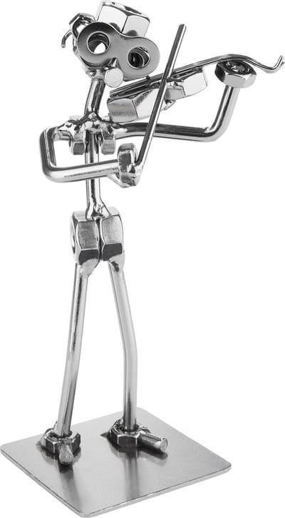 BRUBAKER Schroevenbeeldje Violist met Viool - Handgemaakte Ijzeren Figuur Metal Man Vioolspeler - Metalen Figuur String Muzikant Decoratie Cadeau voor Muzikanten