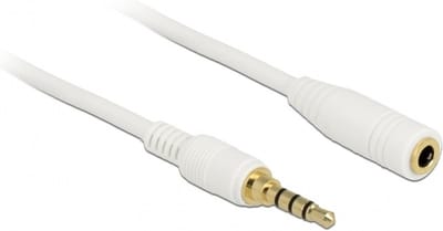 3,5mm Jack 4-polig audio/video slim verlengkabel met extra ruimte AWG24 / wit - 0,50 meter