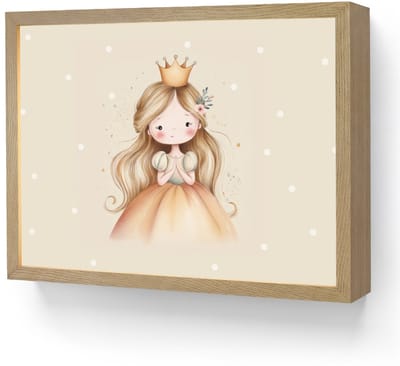 Nachtlampje 40x30 cm - Kinder lamp - Prinses - Goud - Stippen - Tafellamp kinderkamer draadloos - Slaapkamer lampje - Bedlamp kinderen - Kinderlampje - Wandlamp babykamer - Nachtlampjes