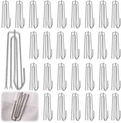 Dailygoods- Gordijnhaken 30 Stuks - Metalen Gordijnhaken - Roestvrij Staal - Plooihaken - Gordijnringen - Waterdicht en Roestwerend