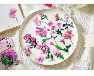 40 stickers - Roze Bloemen Stickers - Rozen & Pioenrozen - Vintage Planten - Voor Bullet Journal, Planners, Scrapbooking, Laptop - Cadeau onder €10, Sinterklaas, Kerst & Schoencadeau