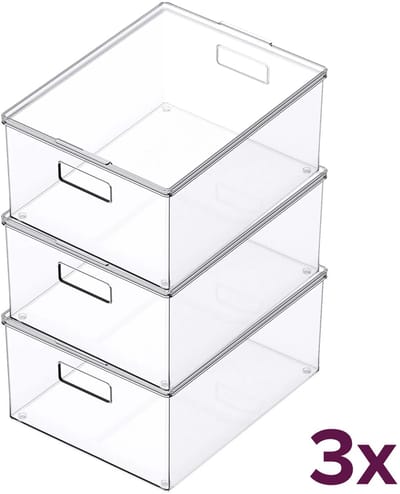So Clever x Vacane Opbergbak 39 diep (M) met deksel (voordeelbundel) - Transparant - Stapelbaar | BPA-vrij