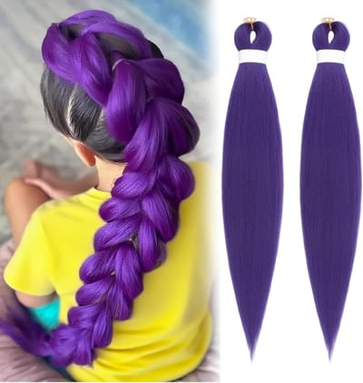 Paarse Haar voor Vlechten - 2 Stukken Synthetisch Haar, Vooraf Gestrekt Vlecht Haar, Lange Vlecht Extensions voor Feestkostuum en Cosplay Accessoires
