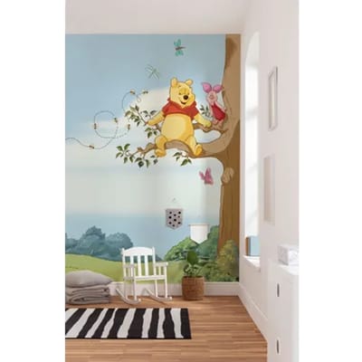 Komar Papierfotobehang Winnie De Pooh Boom - Blauw - 2,54m X 184cm