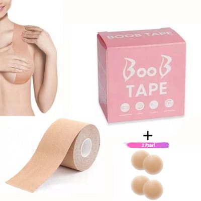 CVD® Tepelcovers - Set van 2 Paar met Boob Tape - 5 Meter Lang - 5 CM Breed - Tepelbedekkers - Siliconen - Tepelpads - Herbruikbaar - Tepelplakkers - Onzichtbaar