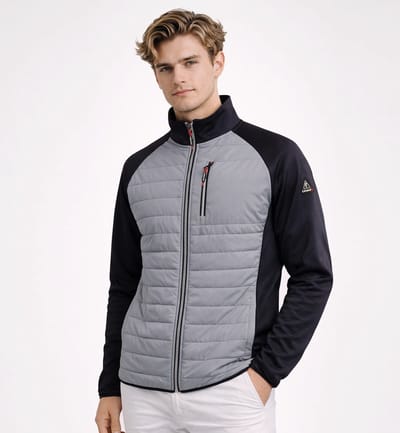 Lizzard Sports Heren Hybrid Jas LZ-KT-103 - Softshell Hybrid Jacket met Gewatteerde Voorkant - Grijs - Maat S