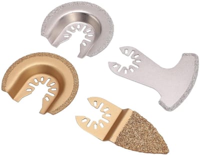 Oscillerende Zaagbladen - Slijpbladen Set - Vormgeven Steen - Hardmetalen Materiaal - 4 Stuks - Zilverkleurig