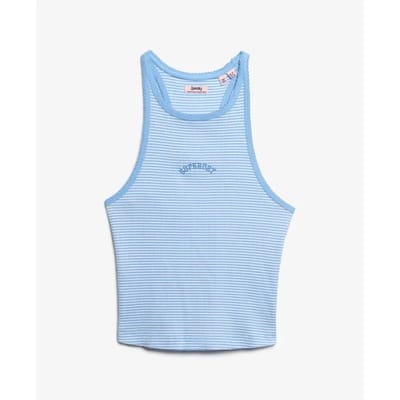 Superdry Essential Logo Racerback Hemdje met Strepen Lichtblauw Grootte: 42