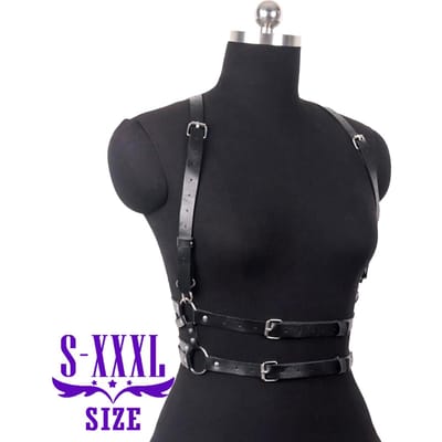 Grote Maten Riem Punk Riem Zwarte PU Leer Riem, Harness Riem Voor Vrouwen Gothic Lichaam Verstelbare Taille Riemen Feest Accessoires XL black