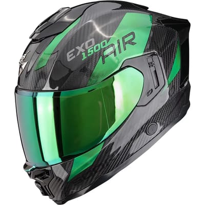 Scorpion EXO-1500 Carbon Platted Black Green - Integraalhelm - Maat XXL - Motorhelm - ECE 22-06 gekeurd