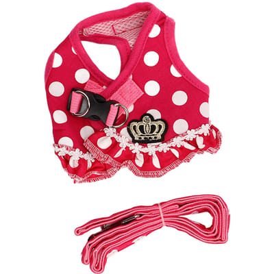 Harnais pour chien Laisse Réglable Anti-évasion Respirant Sûr Design à Pois Gilet Harnais pour chiot pour la promenade l'entraînement M