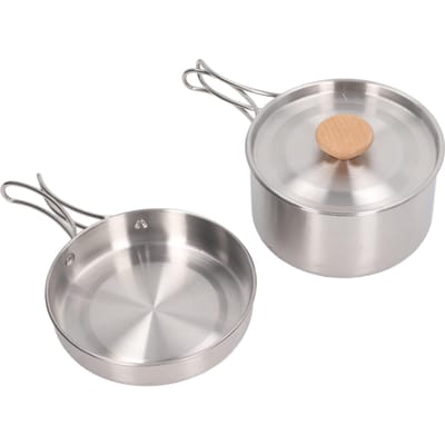 Kookpot- en pannenset 304 roestvrij staal draagbaar camping kookgerei mess kit met opbergtas voor gray