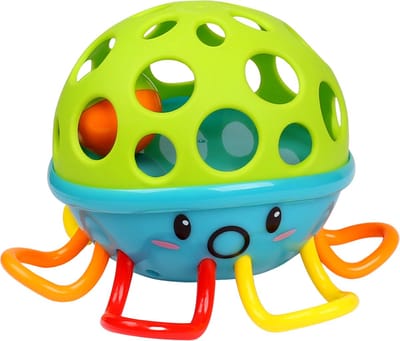 Octopus zacht rubberen rammelaar educatief speelgoed 3m+ Bam Bam