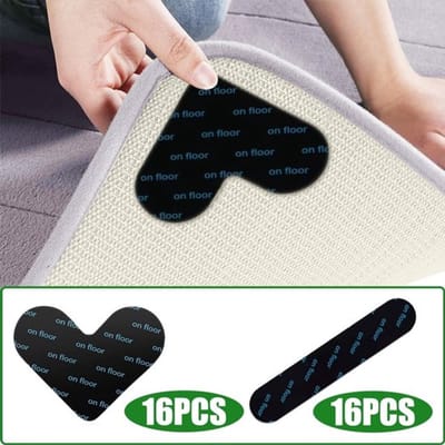 Tapijt Antislip 32-delig - Herbruikbaar - Wasbaar - Rubber - Zwart - 95 x 75 mm / 130 x 25 mm - Vloermat