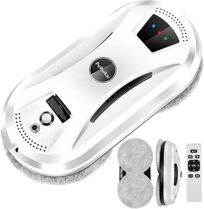 Robot Ruitenreiniger - Ramenwasser - Robot - Dweilrobot - Anti-val touw - Slimme waterspray - Krachtige zuigkracht - Met afstandsbediening - Incl. 10 microvezeldoeken
