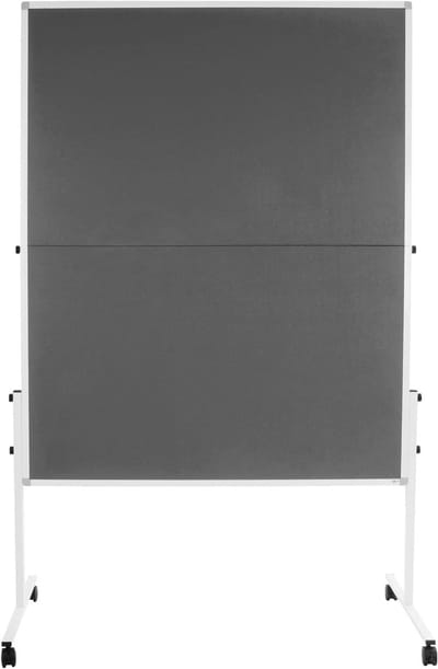 FLOORDIREKT Presentatiebord van Vilt Metaplanbord met vergrendelbare Wieltjes - Prikbord Opvouwbaar - Presentatiebord Dubbelzijdig Bruikbaar - Stevig Metalen Frame - 150 x 120 cm - Grijs