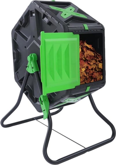 Draaicompostbak - Compostvat Tuin - Afval verwerken - 360 graden draaibaar - 70 liter - Zwart en groen