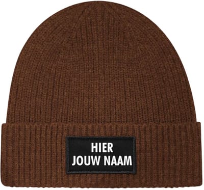 Jouw naam wintermuts - Gepersonaliseerd - Walnut rib gebreid | wit soBAD. | Unisex | Skimuts | Muts | Kou | met grappige tekst | Winter | Beanie