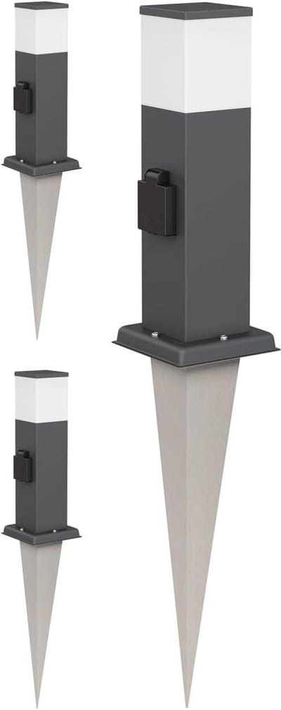 Paalverlichting Set - Buitenlampen Tuin - Pad Verlichting - Met Grondspies - 35cm Hoog - Antraciet