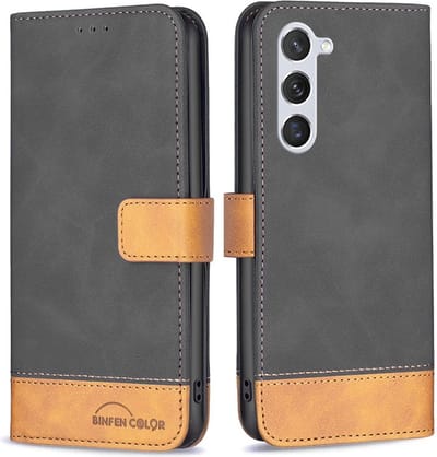 BINFEN Hoesje - Geschikt voor Samsung Galaxy S23 Hoesje - BINFEN Color Book Case - Zwart