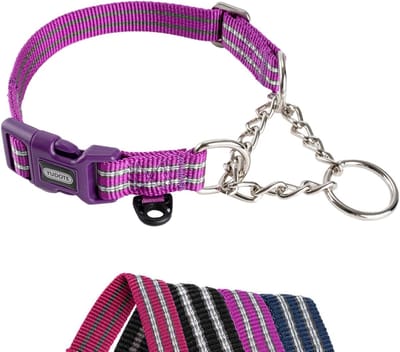 Reflecterende Half Choke Hondenhalsband met Snelle Ontgrendeling en Antitrek, Voor Training en Veilig Wandelen, Geschikt voor Grote Honden