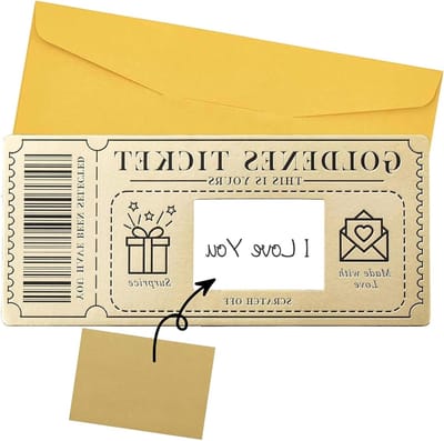 Luxe Gouden Kraskaart met Envelop en Krasstickers - Valentijnsdag, Verjaardag of Cadeau