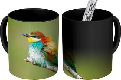 Magische Mok - Foto op Warmte Mokken - Koffiemok - Vogel - Dieren - Bijeneter - Magic Mok - Beker - 350 ML - Theemok