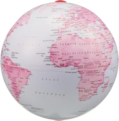 Draaiende Wereldbol Roze 15 cm - Educatieve Kaart en Decoratie