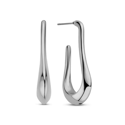 CO88 Collection Oorbellen Dames - Oorhangers - Lus - 39x18,7mm - 6,3mm Breed - Staal - Zilverkleurig - 8CE-70557