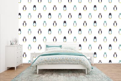 Behang - Fotobehang Design - Dieren - Pinguïn - Breedte 400 cm x hoogte 240 cm