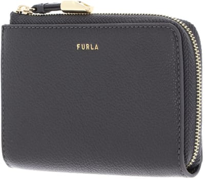 FURLA Leren kaarthouder Vitello Night Goccia Card Case Urban Gray grijs