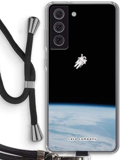 Case Company® - Hoesje met koord geschikt voor Samsung Galaxy S21 FE hoesje met Koord - Alone in Space - Telefoonhoesje met Zwart Koord - Bescherming aan alle Kanten en Over de Schermrand