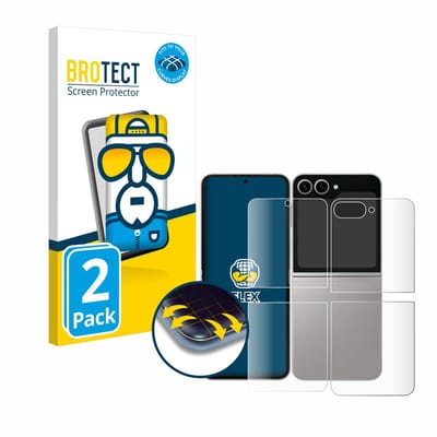 BROTECT - Screenprotector voor Samsung Galaxy Z Flip 6 (Voor+Achter) - Folie Beschermfolie transparant volledig dekking - 2 Stuks