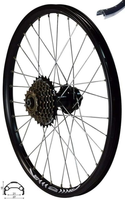 20 inch Achterwiel Velg Zwart met 7-voudige Schroefkrans voor Schijfremmen