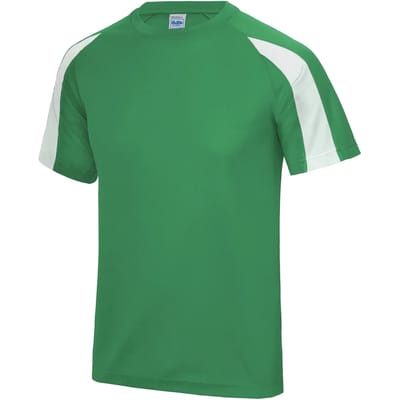Just Cool Contrast Cool T JC003 - KELLY GREEN/ARCTIC WHITE - L