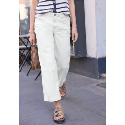 Mid Waist broek met wijde pijpen in casual pasvorm