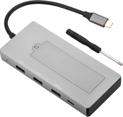 BeMatik - USB-C naar HDMI 4k en ethernet RJ45 en USB-A en USB-C converter met NGFF M2 opslagaansluiting