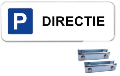 Parkeerbord Directie - Weerbestendig Aluminium - 40x15 cm - Bevestiging: Met hekbeugels (voor spijlen- of gaashek)