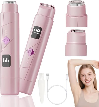 Ontharingsapparaat - 1 stuk- IPX7 waterdicht - 2-in-1 elektrisch scheerapparaat voor vrouwen - Elektrisch scheerapparaat - Met display - Dubbele kop - Bikini trimmer - Geschikt voor nat en droog gebruik - Lichaamshaar trimmer - Roze