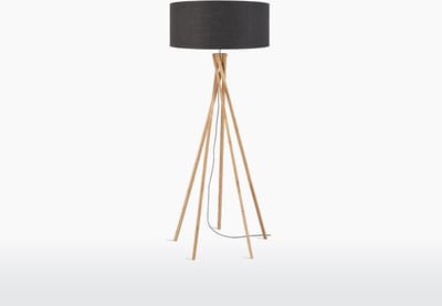 GOOD&MOJO Vloerlamp Kilimanjaro - Donkergrijs/Bamboe - Ø60cm - Scandinavisch,Bohemian - Staande lampen voor Woonkamer - Slaapkamer