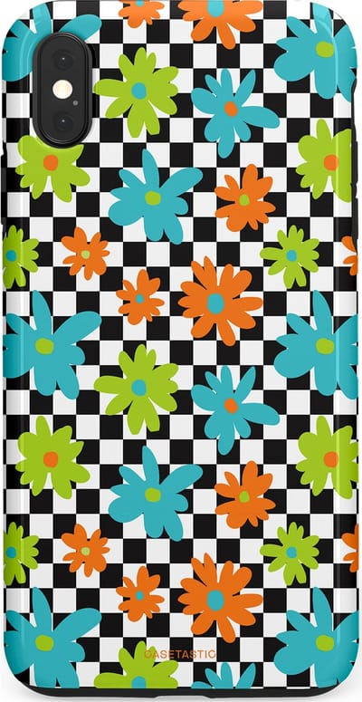 Casetastic Hoesje Geschikt voor Apple iPhone Xs Max - Stijlvolle Beschermende Duo-layer Case - Retro Bloem Power