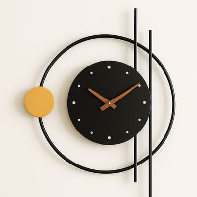 Luxaliving Wandklok – Moderne zwart Klok -Muurklok zwart -Wandklok Metaal zonder cijfers - Rond 50cm