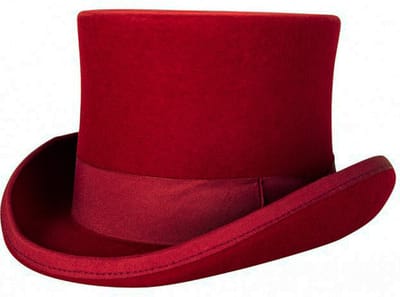 KIMU® Luxe Hoge Hoed Kind Rood - Maat 53 - 100% Wol - Kinderen Tophat Klein Hoofd Wolvilt Hoedje Circus Bruiloft Detective Gangster Festival
