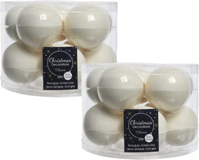 Decoris Kerstballen set - 40x stuks - glas - wol wit - 6 cm - glans/mat - kerstversiering