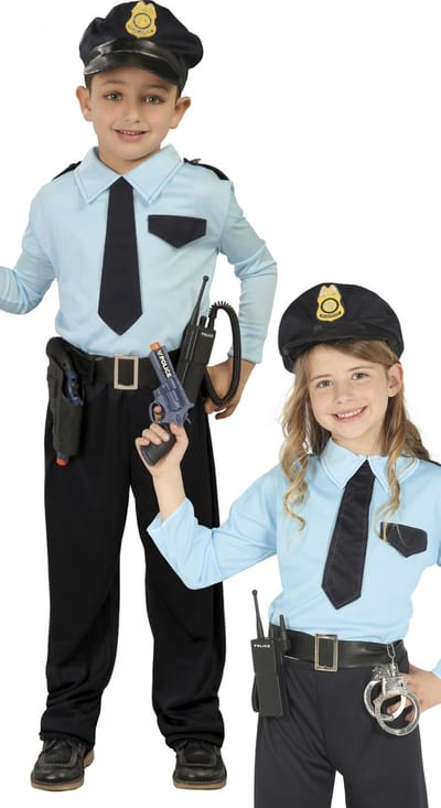 Fiestas Guirca - Kinderkostuum Politie agent(e) - 5-6 jaar - Carnavalskleding - Carnaval - carnavalskleding 2027 - Carnaval kostuum
