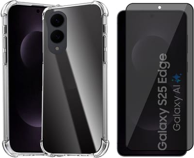 Hoesje geschikt voor Samsung Galaxy S25 Edge - Privacy Screenprotector Volledig Dekkend Glas - Shockproof Transparant