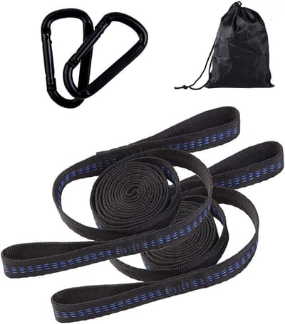 Hangmat Bevestiging - Schommelbanden Set - Veilig Ophangen - Sterke Karabiners Inbegrepen - Tot 300 kg - Zwart